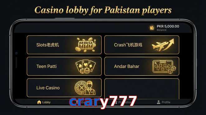 Lobby view of Crary777 for Pakistan users